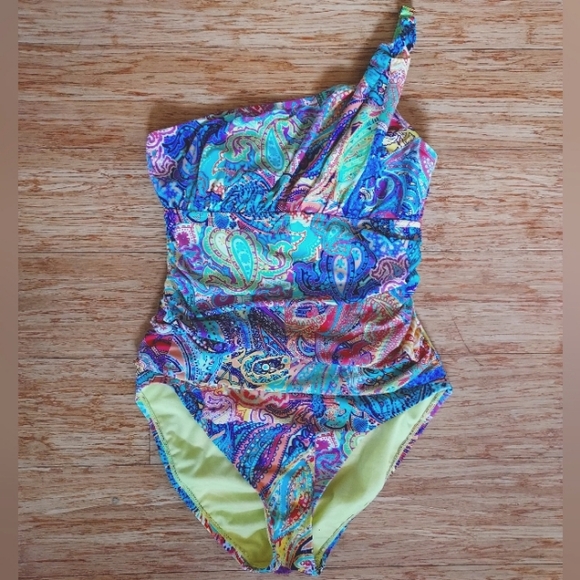 BLEU Rod Beattie One-shoulder Paisley One Piece Bathing Suit - Picture 1 of 4